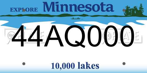 44AQ000 Minnesota License Plate