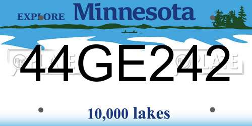 44GE242 Minnesota License Plate