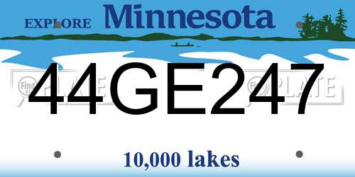 44GE247 Minnesota License Plate