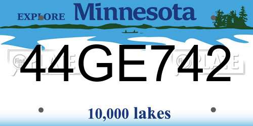 44GE742 Minnesota License Plate