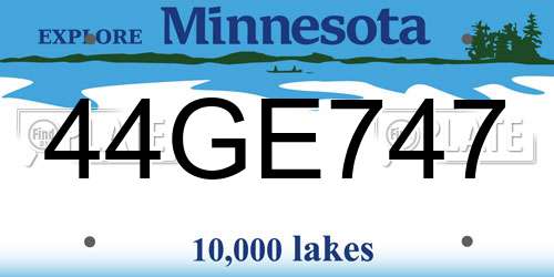 44GE747 Minnesota License Plate
