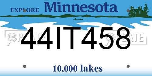 44IT458 Minnesota License Plate