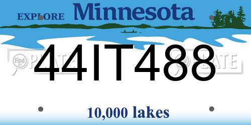 44IT488 Minnesota License Plate