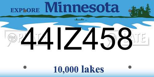 44IZ458 Minnesota License Plate