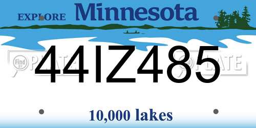 44IZ485 Minnesota License Plate