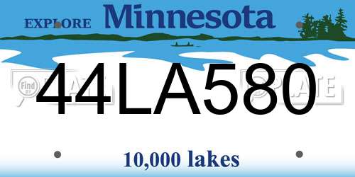 44LA580 Minnesota License Plate