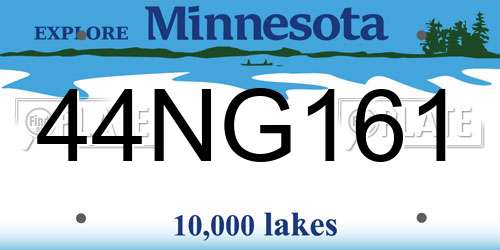 44NG161 Minnesota License Plate