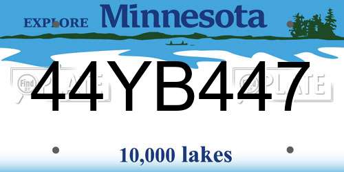 44YB447 Minnesota License Plate