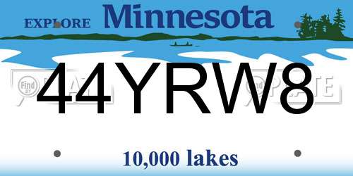 44YRW8 Minnesota License Plate