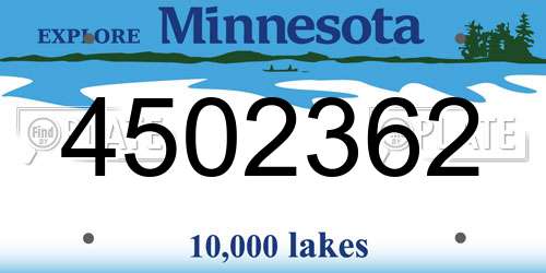 4502362 Minnesota License Plate
