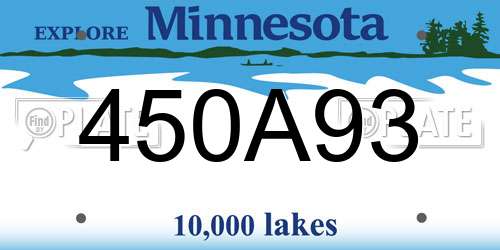 450A93 Minnesota License Plate