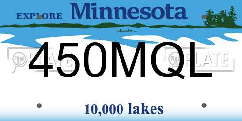 450MQL Minnesota License Plate