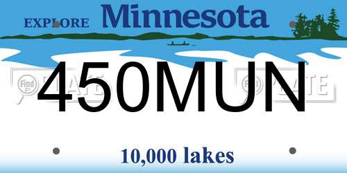 450MUN Minnesota License Plate