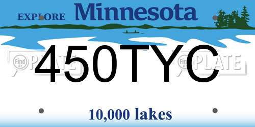 450TYC Minnesota License Plate