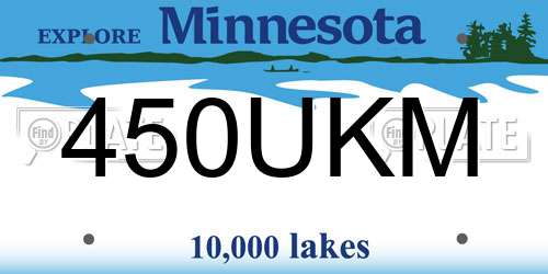 450UKM Minnesota License Plate