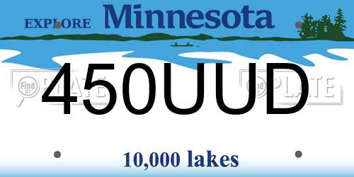 450UUD Minnesota License Plate