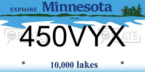 450VYX Minnesota License Plate