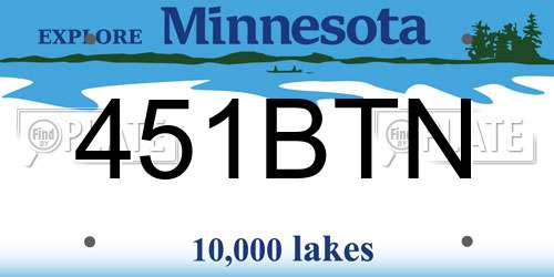 451BTN Minnesota License Plate