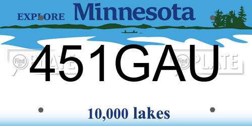451GAU Minnesota License Plate