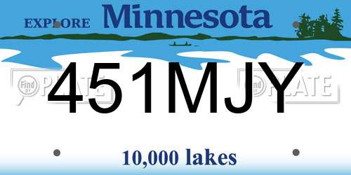 451MJY Minnesota License Plate