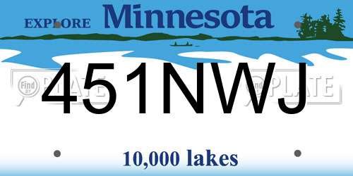 451NWJ Minnesota License Plate