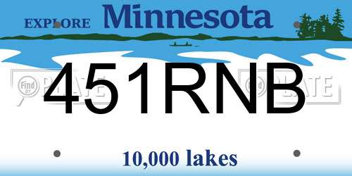 451RNB Minnesota License Plate