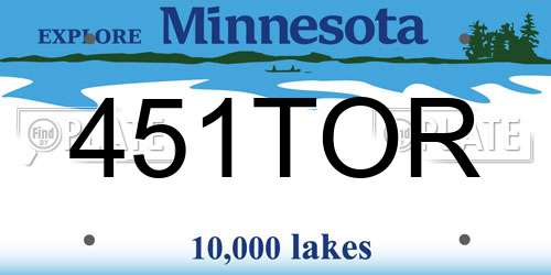 451TOR Minnesota License Plate