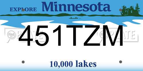 451TZM Minnesota License Plate
