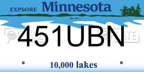451UBN Minnesota License Plate