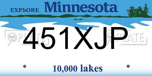 451XJP Minnesota License Plate