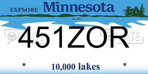 451ZOR Minnesota License Plate