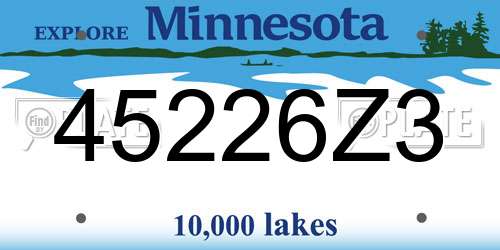 45226Z3 Minnesota License Plate