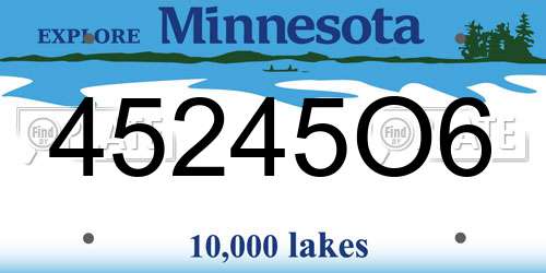45245O6 Minnesota License Plate