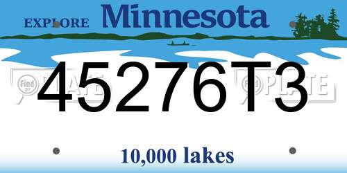 45276T3 Minnesota License Plate