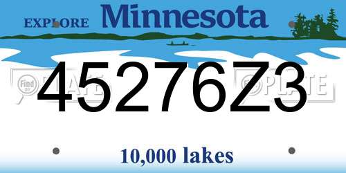 45276Z3 Minnesota License Plate