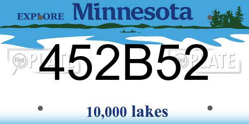 452B52 Minnesota License Plate