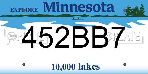 452BB7 Minnesota License Plate
