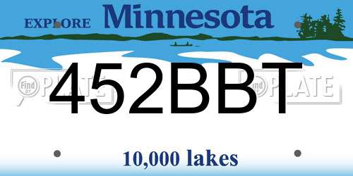 452BBT Minnesota License Plate