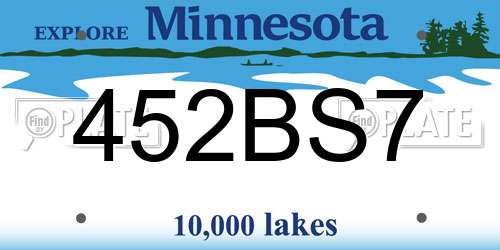 452BS7 Minnesota License Plate