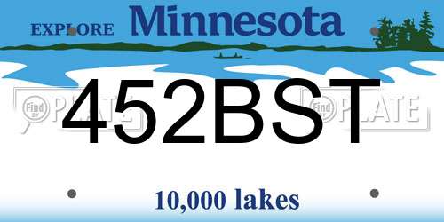 452BST Minnesota License Plate