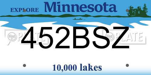 452BSZ Minnesota License Plate
