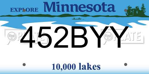 452BYY Minnesota License Plate