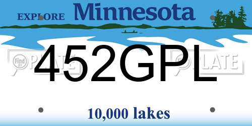 452GPL Minnesota License Plate