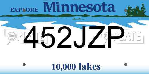 452JZP Minnesota License Plate