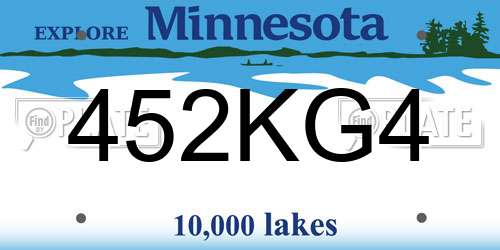 452KG4 Minnesota License Plate
