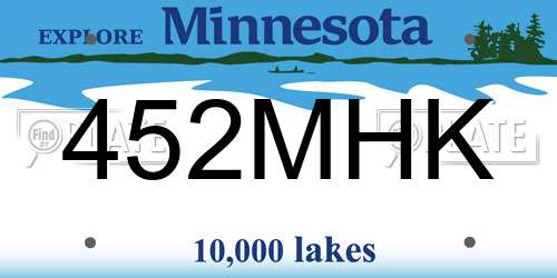 452MHK Minnesota License Plate