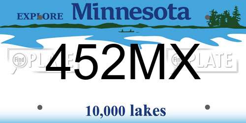 452MX Minnesota License Plate