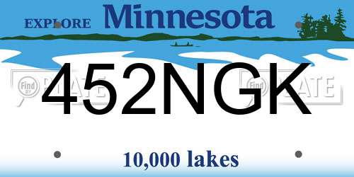 452NGK Minnesota License Plate