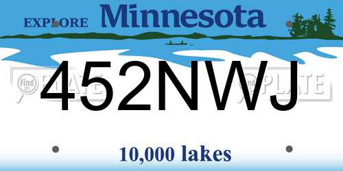 452NWJ Minnesota License Plate