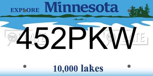452PKW Minnesota License Plate